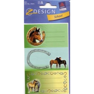 AVERY Zweckform Schulbuchetiketten Pferde, 1 Packung = 3 Bogen= 9 Stück, Bogenformat: 8x12cm