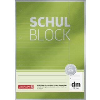 Brunnen Premium-Schulblock  Lin.dm, 50 Blatt, hochwertiges 90g/m² Papier, hochweiße Blätter mit grauer Lineatur