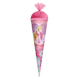 Roth Schultüte Geschwistertüte Einhorn rund mit pinkfarbenem Tüllverschluss, 35cm