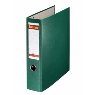 BENE Ordner Postschek Ordner A44, 7,5 cm o.Kanten- schutz, grün, 2 x A5 quer abheftbar