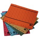 Trennblätter A4 sortiert, vollfarbig, schwarzer Orgadruck, 1 Packung = 100 Stück, 230g/qm, RC Karton, farbig sortiert, 5 x 20 in den Farben: gelb, orange, grün, blau und rot