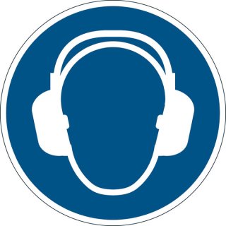 Sicherheitskennzeichen "Gehörschutz benutzen", Ø 43 cm, Stärke: 0,4 mm, blau