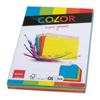 Briefumschlag DIN C6, ohne Fenster, haftklebend, sortiert, 100g/qm, 5 x 4 Stück