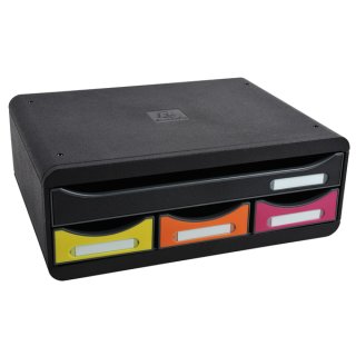 Schubladenbox Toolbox, harlekin, 3 Schübe, schmal und hoch, 1 Schub für DIN A4, mit Beschriftungsschildern