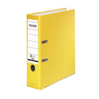 Ordner Recycolor, DIN A4, Kraftpapier, 80 mm, breit, geklebtes Rückenschild, gelb