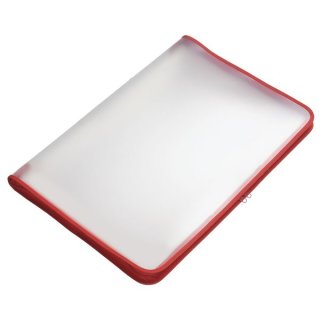 Transparent-Portfoliot, für Format DIN A3,Folie matt, Textilreißverschluss rotz, 480 x 350 x 0,50 mm (HxBxT)