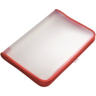 Transparent-Portfoliot, für Format DIN A4,Folie matt, Textilreißverschluss rot, 320 x 225 x 30 mm (HxBxT)