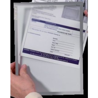 Magnethaftender Dokumentenhalter DIN A4, grau, Hartfolie, matt, dokumentenecht