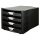 Schubladenbox Impuls, schwarz/schwarz, 4 Schübe offen, Außenmaße: 294 x 368 x 235 mm (BxTxH)