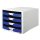 Schubladenbox Impuls, lichtgrau/blau, 4 Schübe offen, Außenmaße: 294 x 368 x 235 mm (BxTxH)b
