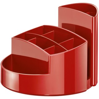 Schreibtischköcher RONDO, rot, mit 9 Fächern