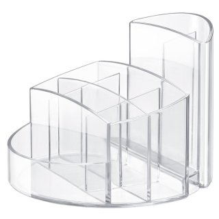 Schreibtischköcher RONDO, transparent/glasklar, mit 9 Fächern