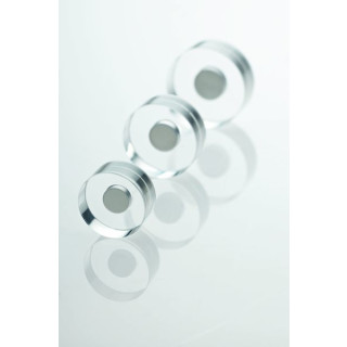Magnetoplan Design-Magnet Neodym, Ø: 30mm, Höhe: 13mm, glasklar aus Acryl-Glas, Haftkraft: 3kg, Packung à 4 Stück