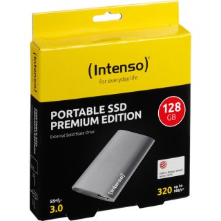 Externe SSD Festplatte 1,8" USB 3.0,128 GB, anthrazit, 90 x 54 x 9 mm 50 g