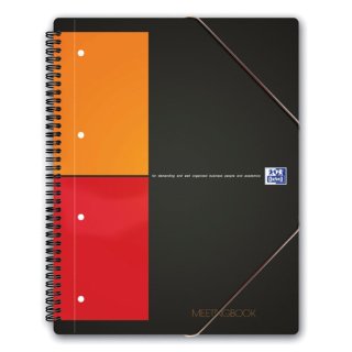 Meetingbook, A5+, kariert 5 mm, 80 Blatt, 80g/qm, 10fach gelocht, mit Gummizug