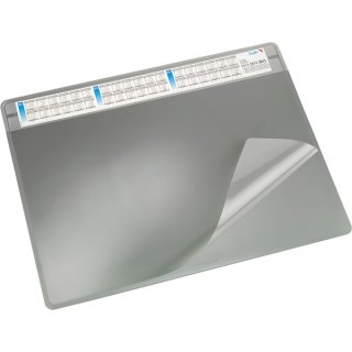 Schreibunterlage DURELLA Soft, 50 x 65 cm, grau, mit austauschbarer Vollsichtfolie und 3-Jahres-Kalender