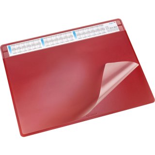 Schreibunterlage DURELLA Soft, 50 x 65 cm, rot, mit austauschbarer Vollsichtfolie und 3-Jahres-Kalender