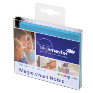 Magic Chart Notes 10 x 10 cm, blau, haftet ohne Kleber, abwischbar