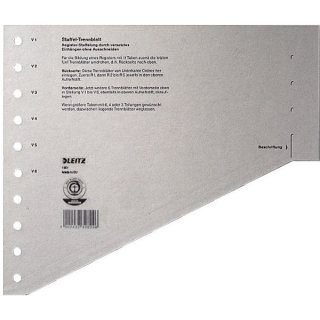 Staffel-Trennblatt A4, Überbreite, grau, Kraftkarton: 200g, Inhalt: 100 Stück, Maße: 205 x 240 mm