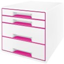 Ablagebox WOW Cube 4 Schubladen, weiß/pink, mit...