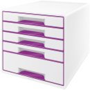 Ablagebox WOW Cube 5 Schubladen, weiß/violett, mit...