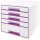 Schubladenbox WOW Cube, weiß/violett, 5 geschlossene Schubladen, 1 hohe, 4 flache, mit Auszugstopp, Schubladeneinsatz
