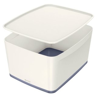 Aufbewahrungsbox WOW MyBox groß + Deckel, weiß/grau, Kunststoff, Fassungsvermögen: 18 l, Maße: 318 x 198 x 385 mm