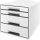 Schubladenbox WOW Cube, weiß/grau, 4 geschlossene Schubladen, 2 hohe, 2 flache, mit Auszugstopp, Schubladeneinsatz