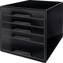 Ablagebox Cube 5 Schubladen, schwarz, mit Auszugstopp und...