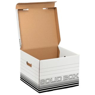 Archivschachtel Solid A4, weiß, für 3 Archivboxen, Wellpappe, m.Deckel, Maße: 360 x 270 x 325 mm, VE = 1 Packung = 10 Stück