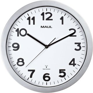 Wanduhr MAULstep, weiß, Ø 40 cm, Quarzlaufwerk, 3 Zeiger (Stunde, Minute, Sekunde), schwarze Ziffern und Zeiger auf weißem Grund