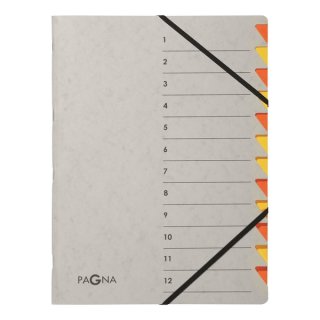 Eckspann-Ordnungsmappe Easy Grey, 12 Fächer, zusätzliche Beschriftungslinien, orange Taben, grau