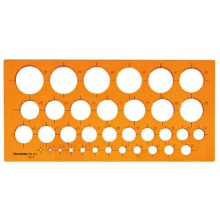 Kreisschablone 35 Kreise, von Ø 1 mm - 35 mm, orange