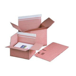 Fixkarton, mit Automatikboden, haftklebend, Aufreißfaden, Innenmaß: 160 x 130 x 70 mm, braun,  VE = 1 Pack = 10 Stück