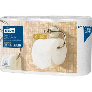 Toilettenpapier Premium, 4-lagig, weiß, mit Prägung, weiße Hülse