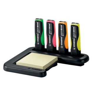 Textmarker Stabilo Green Boss® Tischset, 2 - 5 mm, nachfüllbar, 4er-Etui mit folgenden Farben gelb, grün, orange, pink, VE = 1 Etui = 4 Stifte