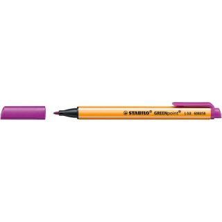 GREENpoint Faserschreiber, 0,8mm, robuste breite Spitze, geringe Stiftlänge und Clip, lila