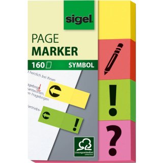 Haftmarker, Papier, Pfeil, Unterschrift, 4 Farben im Pocket, gelb, orange, grün, pink