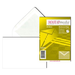 Briefumschlag DIN C6, ohne Fenster, gummiert, weiß, 80g/qm, 25 Stück