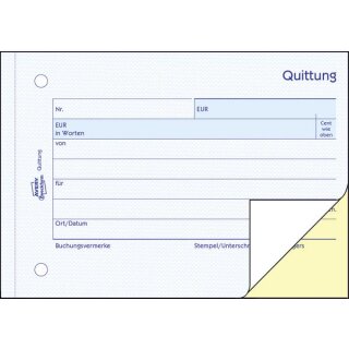 Zweckform Quittung 1742 Kleinunternehmer ohne MwSt., A6 quer, selbstdurchschreibend, fälschungssicher, 2 x 40 Blatt