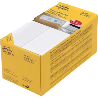 Frankieretiketten für Frankiermaschinen, 163 x 43 mm,  weiß, permanent, 500 Blatt = 1000 Etiketten