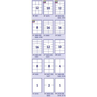 Universal-Etiketten, Inkjet, Laser s/w, Farblaser, permanent, 97 x 67,7 mm, weiß, 1 Packung = 100 Blatt = 800 Stück