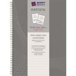 Avery Zweckform Notizo spiralgebundenes Papiercover, A5, liniert, grau