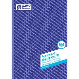 Reisekostenabrechnung, A4 mit 1 Blatt Blaupapier, Mikroperforation, 50 Blatt, monatliche Abrechnung