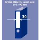 Ordner-Einsteck-Schilder,  Inkjet, Laser s/w, Farblaser, 30 x 190 mm, weiß / schmal, 1 Packung = 25 Bogen = 225 Stück