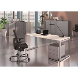 Cito Schreibtisch, mit höhenfixem O-Gestell, (HxBxT): 740 x 2.000 x 800 mm, Dekor buche, Gestell silber