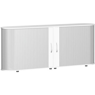 Sideboard Flex, 2 Ordnerhöhen, mit Standfüßen silber/weiß, 2000 x 800 x 400 mm
