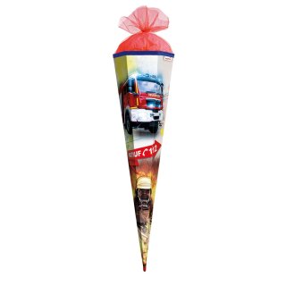 Roth Schultüte Feuerwehr, 85cm 6eckig mit rotem Tüllverschluss