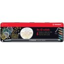 Stabilo Pen 68 Fasermaler metallic - ideal für kreatives Gestalten auf dunklem Papier, Blechetui mit 6 Stiften