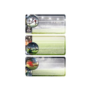 Buchetiketten Football HERMA 76 x 35 mm, 9 Stück, beglimmert